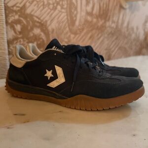 Converse Navy Sneakers with White Logo and Brown Sole